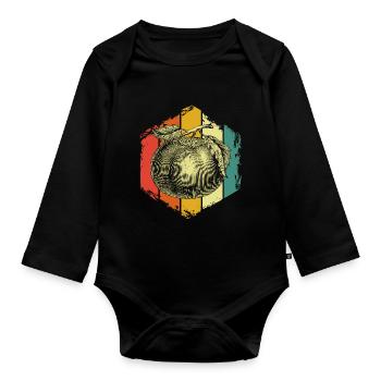 Retro tomato - Organic Longsleeve Baby Bodysuit - black - Front