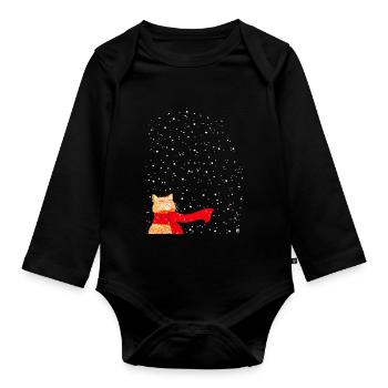 Schneekatze getigert - Baby Bio-Langarm-Body - Schwarz - Vorne