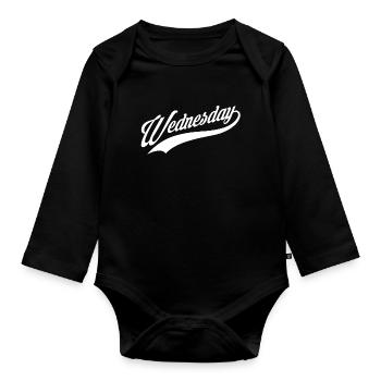 Wednesday Mittwoch Wochentag Kalender Tag - Baby Bio-Langarm-Body - Schwarz - Vorne