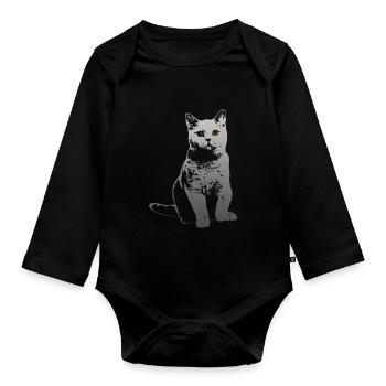 cute cat British Shorthair BKH cats gift - Organic Longsleeve Baby Bodysuit - black - Front