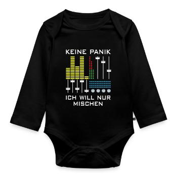 Keine Panik | Deejay, Mischpult - Baby Bio-Langarm-Body - Schwarz - Vorne
