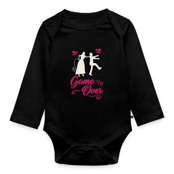 Wedding, couple, love, gift - Organic Longsleeve Baby Bodysuit - black - Front