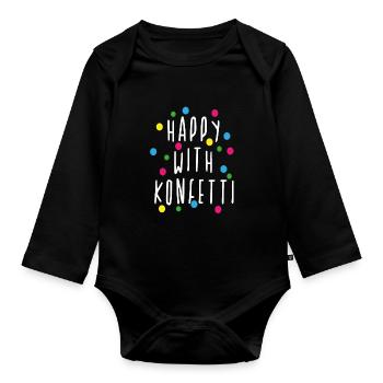 Carnival, Alaaf, confetti, birthday, party - Organic Longsleeve Baby Bodysuit - black - Front