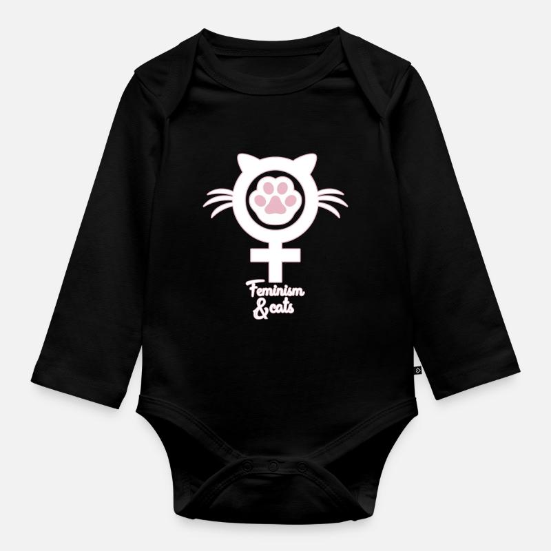 Chats de féminisme - Body Bébé bio manches longues - noir