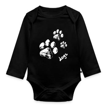 Pattes de chien - Chiens - Body Bébé bio manches longues - noir - Devant
