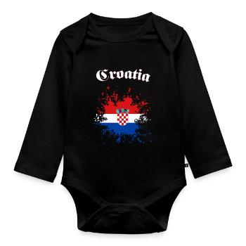 Croatia Hrvatska Croatia - Organic Longsleeve Baby Bodysuit - black - Front