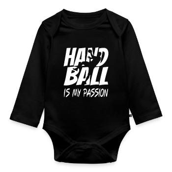 Handball Handballer - Baby Bio-Langarm-Body - Schwarz - Vorne