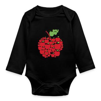 Apples - Organic Longsleeve Baby Bodysuit - black - Front