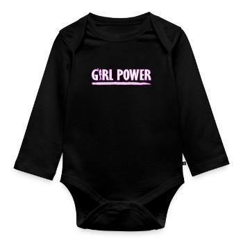 Girl power - Organic Longsleeve Baby Bodysuit - black - Front