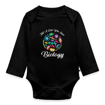 ust A Girl Who Loves Biology/ Biologist Gift - Organic Longsleeve Baby Bodysuit - black - Front