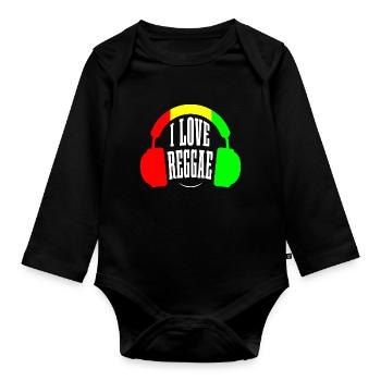 Reggae music - Organic Longsleeve Baby Bodysuit - black - Front