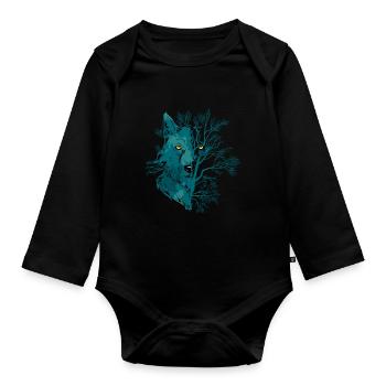 Heulender Wolf Mondlicht Wolf - Baby Bio-Langarm-Body - Schwarz - Vorne