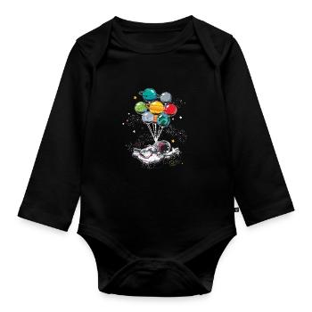 Planet Balloons Astronaut Gift Space - Organic Longsleeve Baby Bodysuit - black - Front