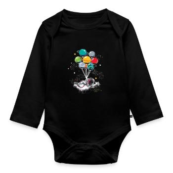 Balloon Planets Kids Astronaut Space - Organic Longsleeve Baby Bodysuit - black - Front