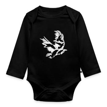 Halloween cadeau oiseau corbeau corbeau - Body Bébé bio manches longues - noir - Devant