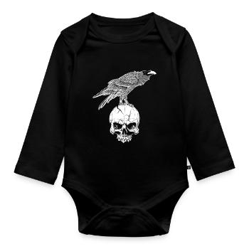 Viking Odin Mythology Gift Crow Raven - Organic Longsleeve Baby Bodysuit - black - Front