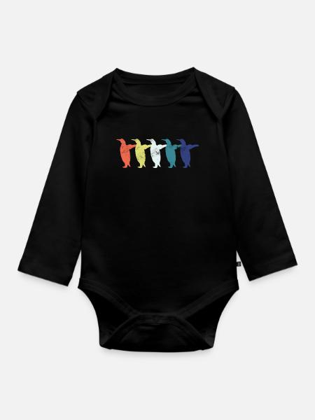 Pinguin Pinguine - Baby Bio-Langarm-Body - Schwarz