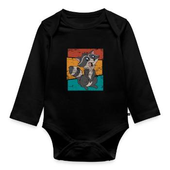 Ratons laveurs cadeau raton laveur - Body Bébé bio manches longues - noir - Devant