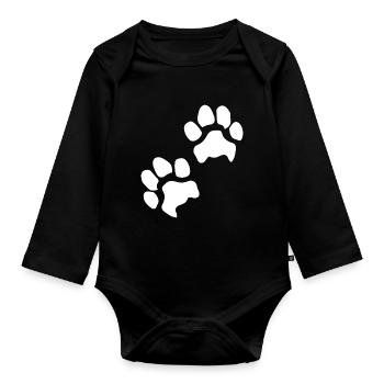 Empreintes de pattes pattes pattes chien chien - Body Bébé bio manches longues - noir - Devant