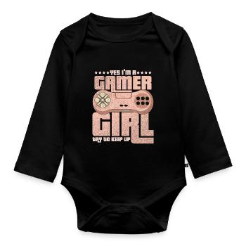 Gaming - Baby Bio-Langarm-Body - Schwarz - Vorne