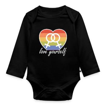 Love Yourself LGBT Flag Homosexuality Lesbian - Organic Longsleeve Baby Bodysuit - black - Front