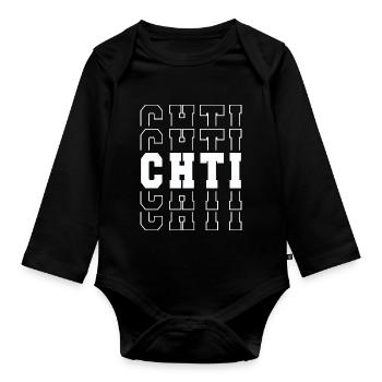 Ch 'ti Geschenk Stolz Humor chti Mann Frau - Baby Bio-Langarm-Body - Schwarz - Vorne