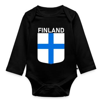 Drapeau Pays 3 - Body Bébé bio manches longues - noir - Devant