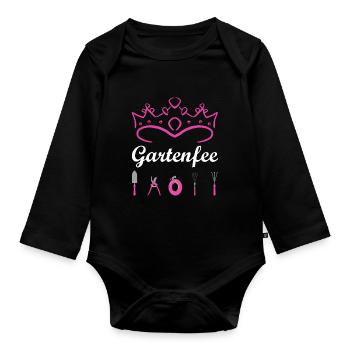 Gartenfee Garten Gärtnerin Grüner Daumen Präsent - Baby Bio-Langarm-Body - Schwarz - Vorne