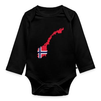 Norwegen Norweger Skandinavien - Baby Bio-Langarm-Body - Schwarz - Vorne