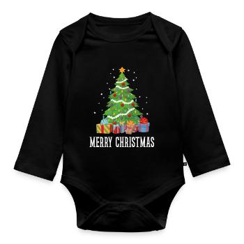 Merry Christmas Merry Christmas Gift - Organic Longsleeve Baby Bodysuit - black - Front