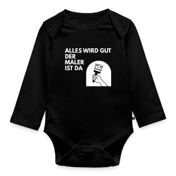 Der Maler ist da Design für Maler und Lackierer - Baby Bio-Langarm-Body - Schwarz - Vorne