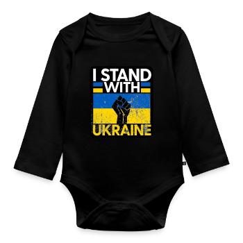 Ukraine - Organic Longsleeve Baby Bodysuit - black - Front