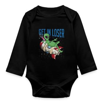 Funny Alien UFO Science Fiction Alien - Organic Longsleeve Baby Bodysuit - black - Front
