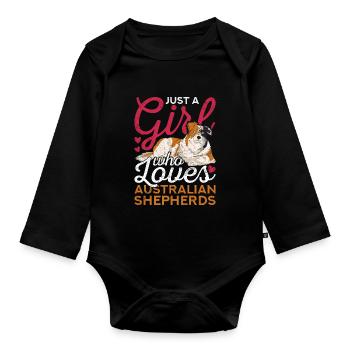 Aussie Dog Girl Gift Australian Shepherd - Organic Longsleeve Baby Bodysuit - black - Front