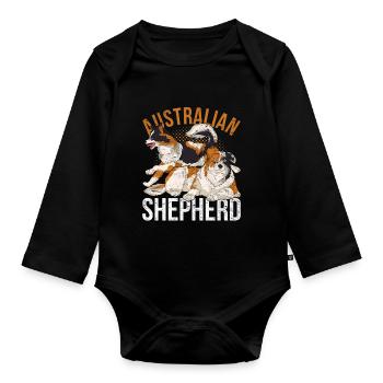 Hundeliebhaber Geschenkidee Australian Shepherd - Baby Bio-Langarm-Body - Schwarz - Vorne