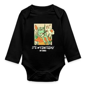 C’est mercredi mes mecs! Mème Grenouille - Body Bébé bio manches longues - noir - Devant