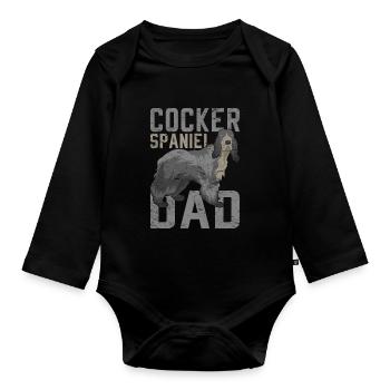 Cocker Épagneul Papa Chien Cadeau Cocker Épagneul - Body Bébé bio manches longues - noir - Devant