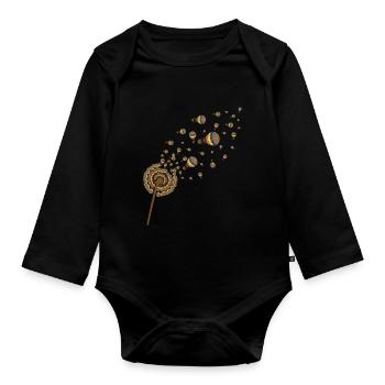 Balloonist Gift Pusteflower Hot Air Balloon - Organic Longsleeve Baby Bodysuit - black - Front