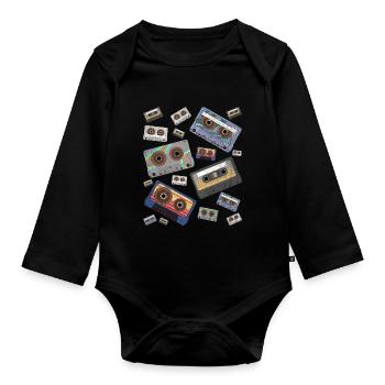 80s Music 80s Theme Party Retro Cassette - Organic Longsleeve Baby Bodysuit - black - Front