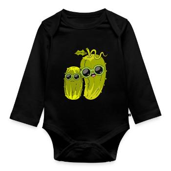 Lustige Gurken Sonnenbrille Gemüse Geschenk Gurke - Baby Bio-Langarm-Body - Schwarz - Vorne