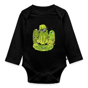 Gürkchen Salatgurke Gewürzgurke Gemüse Gurke - Baby Bio-Langarm-Body - Schwarz - Vorne