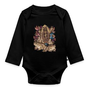 Amphibiens Animal Motif Cadeau Grenouille Vintage Crapaud - Body Bébé bio manches longues - noir - Devant