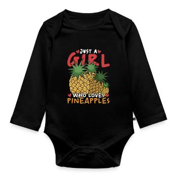 Idée cadeau aux fruits d’été Fille Ananas - Body Bébé bio manches longues - noir - Devant
