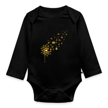 Summer Holiday Gift Fruit Tropical Pineapple - Organic Longsleeve Baby Bodysuit - black - Front