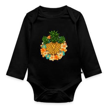Cadeau vacances d’été Fruit Ananas tropical - Body Bébé bio manches longues - noir - Devant