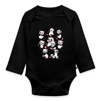 Pandabär - Baby Bio-Langarm-Body - Schwarz - Vorne