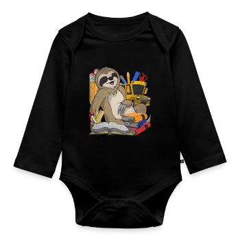 Enrolment Animal Gift Primary School Sloth - Organic Longsleeve Baby Bodysuit - black - Front