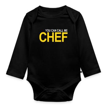 Call me Chef - Organic Longsleeve Baby Bodysuit - black - Front