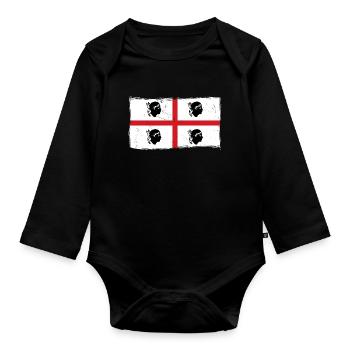 Sardinia Flag Vintage Sardinian Flag Used Look - Organic Longsleeve Baby Bodysuit - black - Front