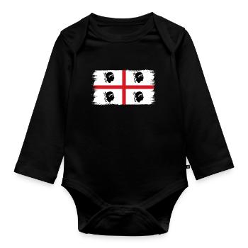Sardinien Flagge Sardische Fahne Sardegna Fahne - Baby Bio-Langarm-Body - Schwarz - Vorne